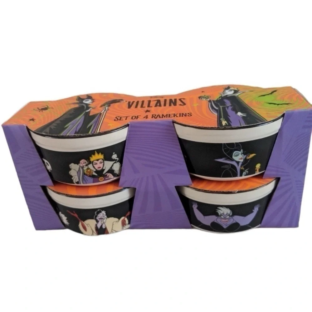 Disney Villains Ramekins Pack of 4 Baking Dish NEW Ceramic Halloween Ursula